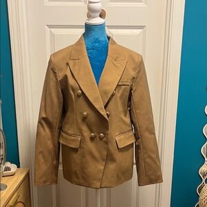 Classic Double-Breasted Women's Blazer in Tan